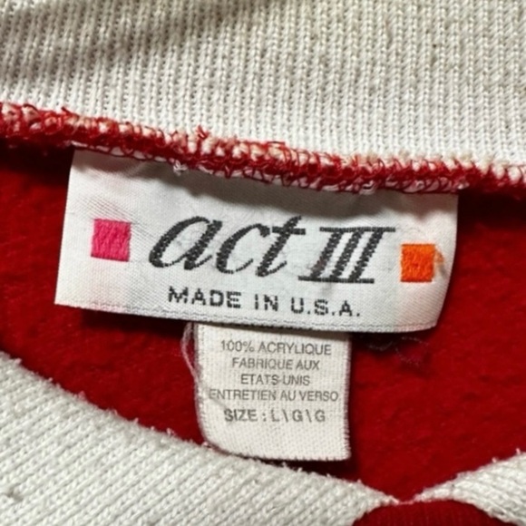 Vintage 80s Act III Red Collared Sweatshirt Size Large Americana Country Cottage - Picture 16 of 16